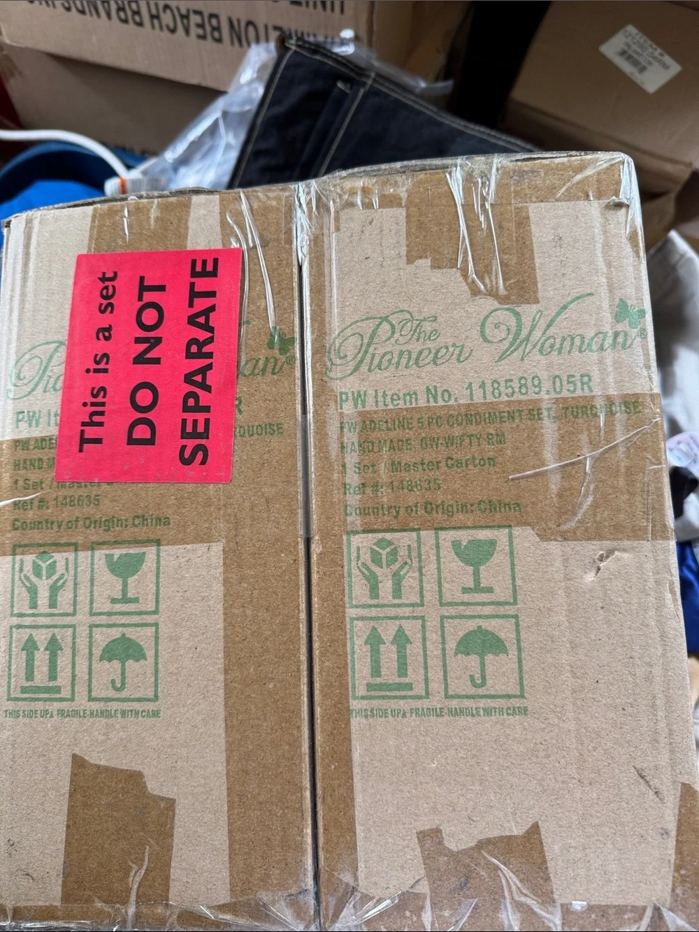 Pioneer woman teal condiment set NIB